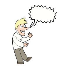 cartoon excited man with speech bubble N57