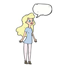 cartoon pretty girl with speech bubble N87