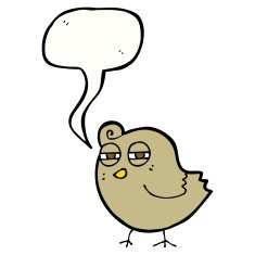 funny cartoon bird with speech bubble N114