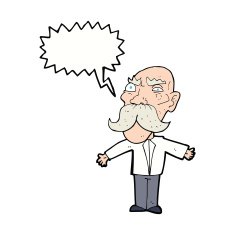 cartoon angry old man with speech bubble N121