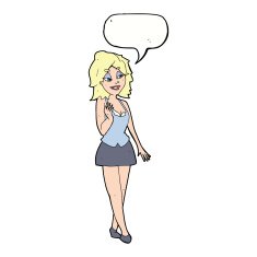 cartoon attractive office woman with speech bubble N9