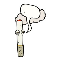 cartoon happy cigarette with speech bubble N9