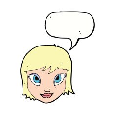 cartoon female face with speech bubble N127