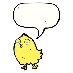 funny cartoon bird with speech bubble N115