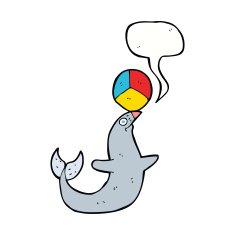cartoon performing seal with speech bubble N9