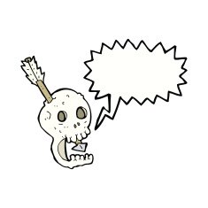 funny cartoon skull and arrow with speech bubble N9