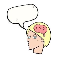 cartoon head with brain symbol speech bubble N33