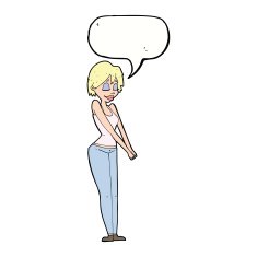cartoon content woman with speech bubble N9