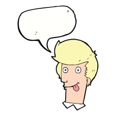 cartoon man with tongue hanging out speech bubble N9