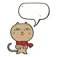 cartoon funny cat wearing scarf with speech bubble N13