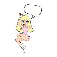 cartoon woman in lingerie with speech bubble N41