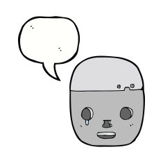 cartoon robot head with speech bubble N50