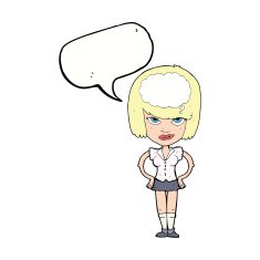 cartoon woman thinking with speech bubble N33