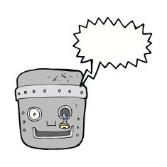 cartoon robot head with speech bubble N51