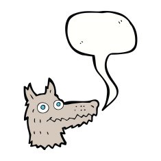 cartoon wolf head with speech bubble N24
