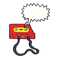 cartoon cassette tape with speech bubble N3