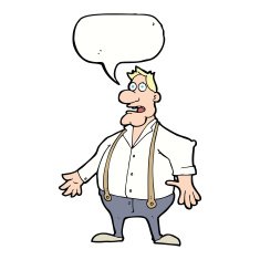 cartoon shocked man with speech bubble N95
