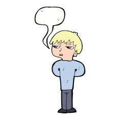 cartoon antisocial boy with speech bubble N9