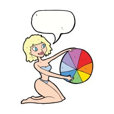 cartoon bikini girl with beach ball speech bubble N9