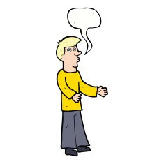cartoon curious man with speech bubble N60