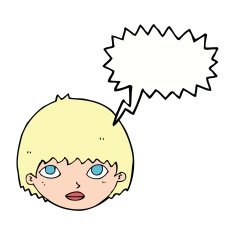 cartoon girl staring with speech bubble N9