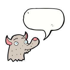cartoon happy wolf with speech bubble N15