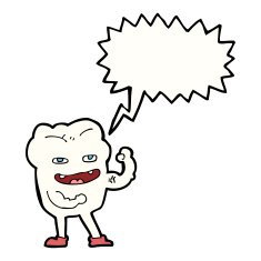 cartoon strong healthy tooth with speech bubble N9
