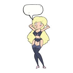 cartoon woman in lingerie with speech bubble N42