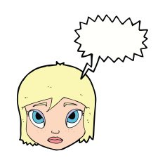 cartoon female face with speech bubble N128