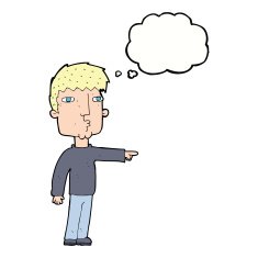 cartoon pointing man with speech bubble N69