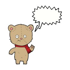 cartoon teddy bear waving with speech bubble N4