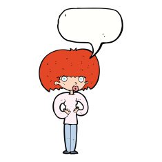 cartoon surprised woman with speech bubble N213
