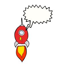 cartoon spaceship with speech bubble N28