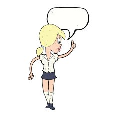 cartoon girl with idea speech bubble N17