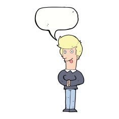 cartoon man sticking out tongue with speech bubble N27