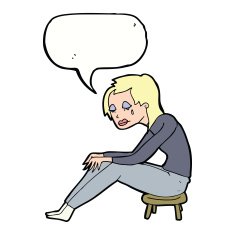 cartoon crying woman with speech bubble N8