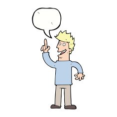 cartoon man with great new idea speech bubble N9