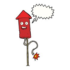 cartoon firework with speech bubble N2