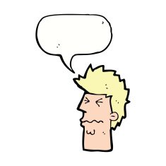 cartoon stressed out face with speech bubble N9