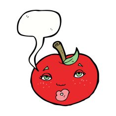 cartoon apple with face speech bubble N17