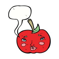 cartoon apple with face speech bubble N18
