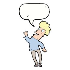 cartoon happy man with speech bubble N400
