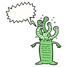cartoon monster with speech bubble N42