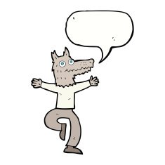 cartoon wolf man with speech bubble N39