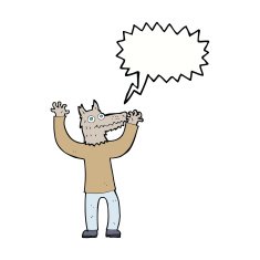 cartoon wolf man with speech bubble N40