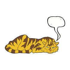 cartoon resting tiger with speech bubble N9