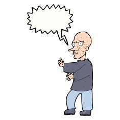 cartoon mean looking man with speech bubble N8