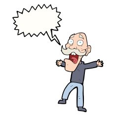 cartoon shocked old man with speech bubble N24