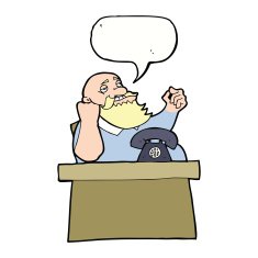 cartoon arrogant boss man with speech bubble N8