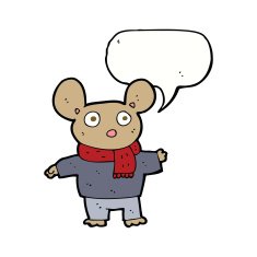 cartoon mouse in clothes with speech bubble N9